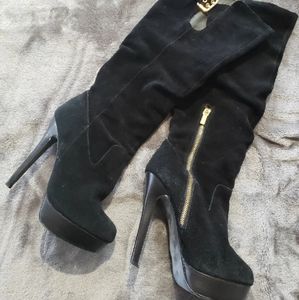 Colin Stuart Leather Suede Knee Boots 8